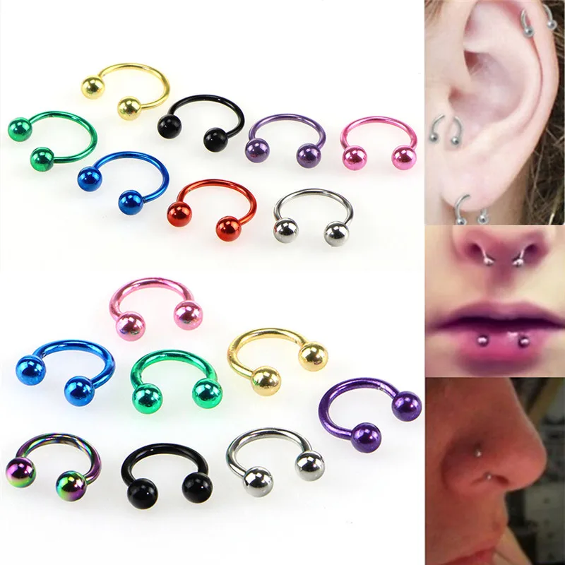 

8Pcs/lot Body Piercing Jewelry 6 Mm 8 Mm 10 Mm Eyebrow Nose Ear Lip Ring Nose Ring Ear Cartilage Helix Piercing