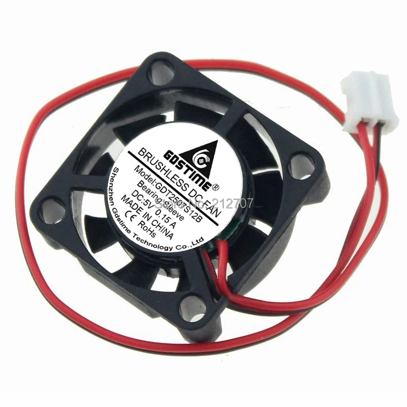 

1000 Pcs Gdstime 25mm 25x25x7mm 2Pin 5V DC Brushless Cooler Mini Cooling Fan