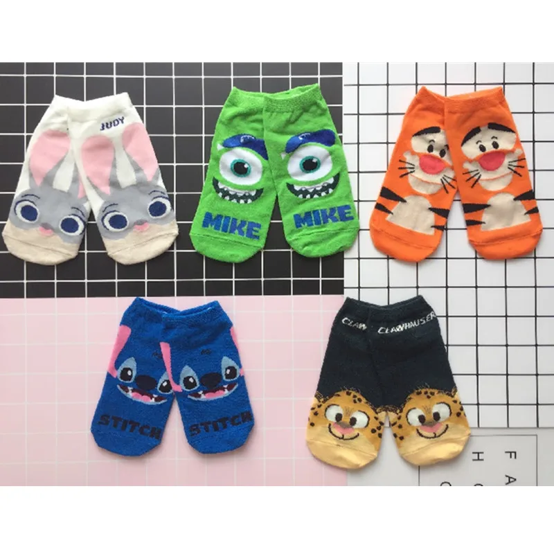 

5Pairs/lot Cartoon Animal Print Socks Zootopia Judy Police Officer Rabbit Stitch Leopard Film Theme Women Socks Funny