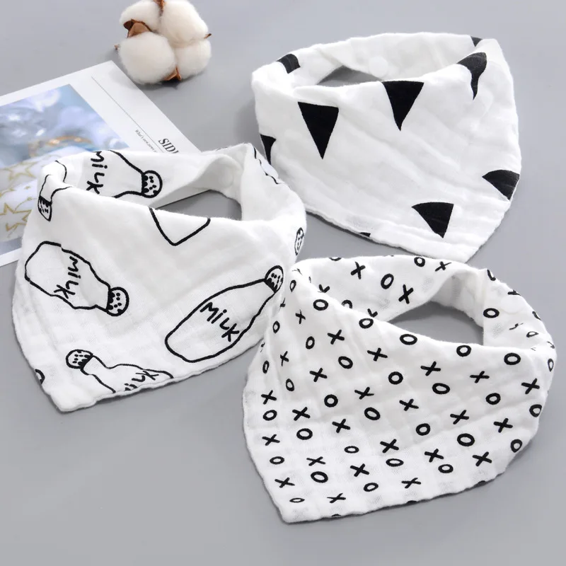 1pcs Baby Kids Cotton Bandana Bibs Cartoon Feeding Saliva Towel Dribble Triangle Bib Baby Eating Accessory Soft Baby Stuff