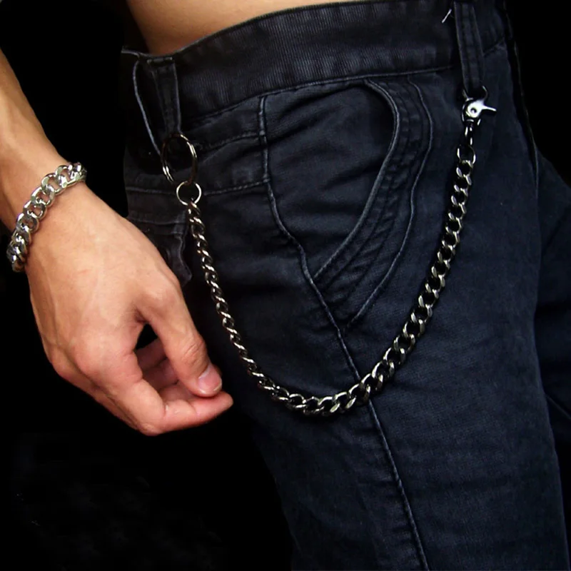 Новинка, простая металлическая Мужская цепочка на талию, модная хип-хоп хипстерская черная цепочка для брюк, мужские джинсы, брюки, брелок, аксессуары A30