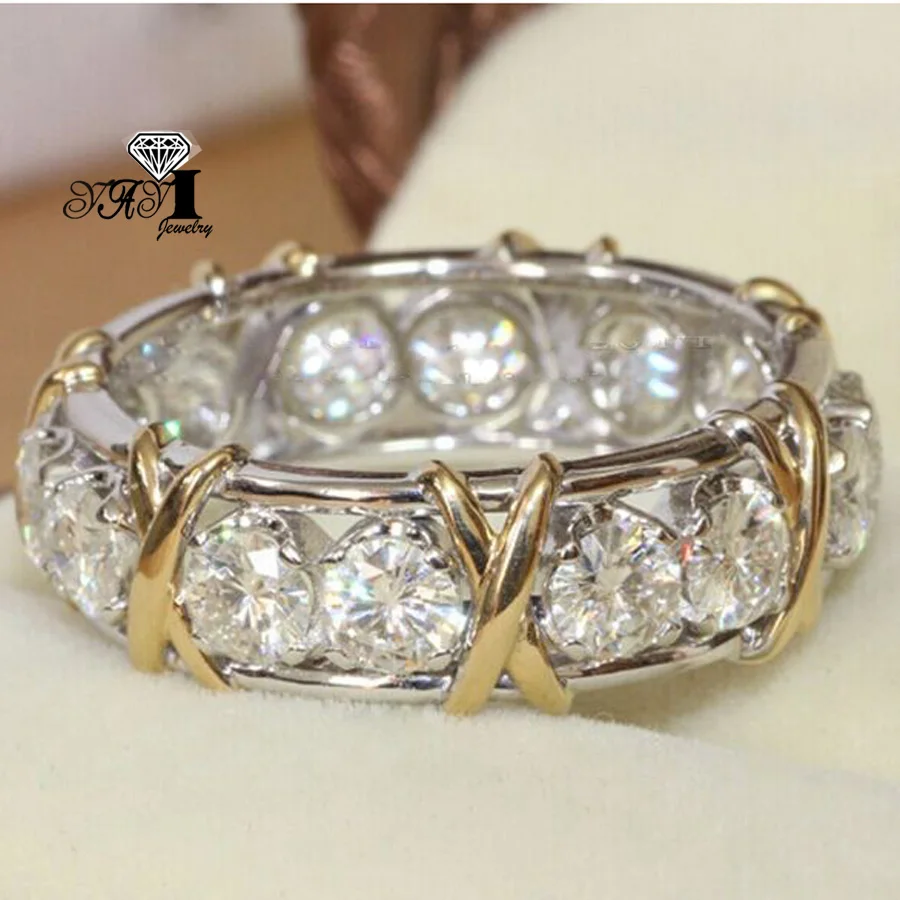 Moissanite ring YaYI Jewelry Princess Cut 3.2 CT White Moissanite Zircon Gold Silver Color Engagement Wedding Party Gift Rings