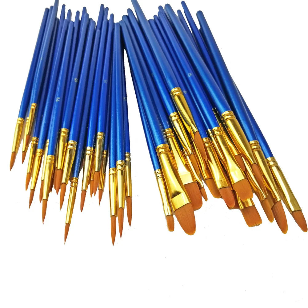 

50PCS Kids Stationery Early Education Paint Brush Set School Drawing Tool Toy Craft Nylon Disposable Wooden Handle Art Gouache