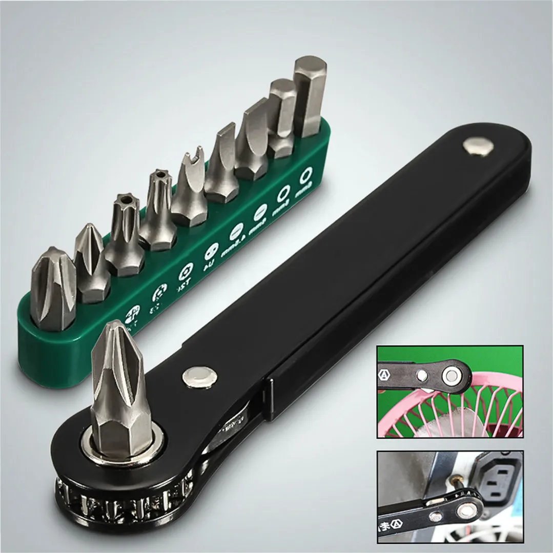 

10 in 1 Mini Right Angle Offset Hand Ratchet Screwdriver Ratchet Driver Tool Set