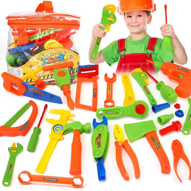 34PCS/Set Garden Tool Toys For Children Repair Tools Pretend Play Environmental Plastic Engineering Maintenance Tool Toys Gifts 2