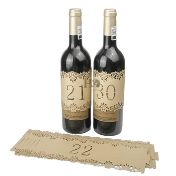 

H&D Beige Gold Rustic Wedding Bottle Table Number Cards Wraps For Vintage Wedding Decoration Event Party Supplies (Number 21-30)