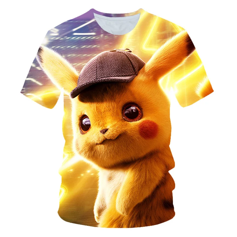 

3D Movie Detective Pokemon Pikachu T-shirt For Men Women Tshirts Fashion Summer Casual Tees Anime Cartoon Clothes Cute Costume