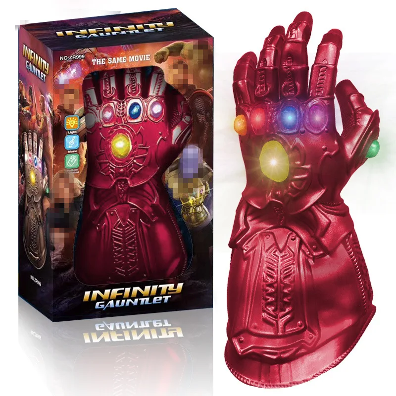 Avengers Endgame Marvel Thanos Gloves Cosplay Arm Avengers Iron Man Infinity Gauntlet Tony Stark Plastic LED Glove Kid Child Toy