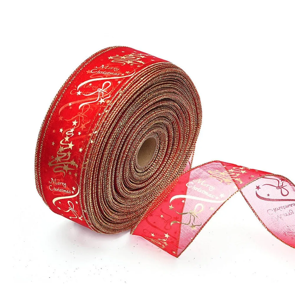 6.3cmx2m/Lot Luxury Christmas Ribbon Snowflake Christmas Ribbons For