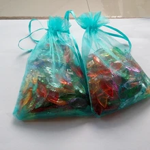 30*40 см 100 шт небесно-голубые подарочные сумки для ювелирных изделий/свадьбы/рождества/дня рождения/Браслеты мешок пряжи с ручками упаковка сумки из органзы