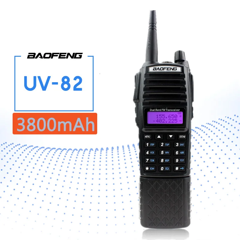

BAOFENG UV-82 3800mAh Walkie Talkie VHF UHF Dual PTT Handheld Transceiver Interphone FM Receiver CB Ham Amateur Two Way Radio