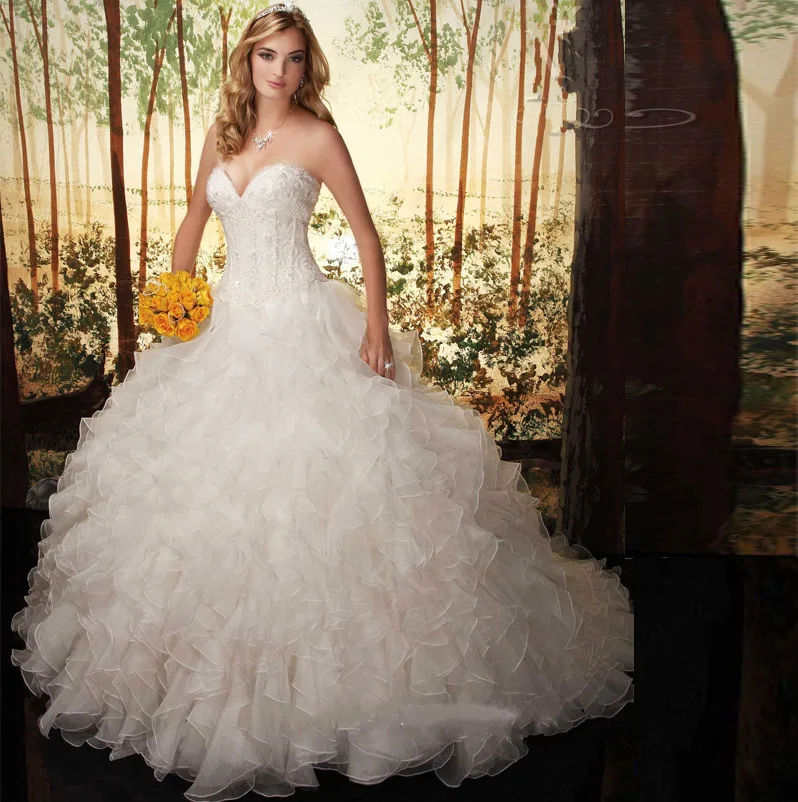 Vintage Ball Gown Ruffles Wedding Dresses 2015 Hot Sale Sweetangel