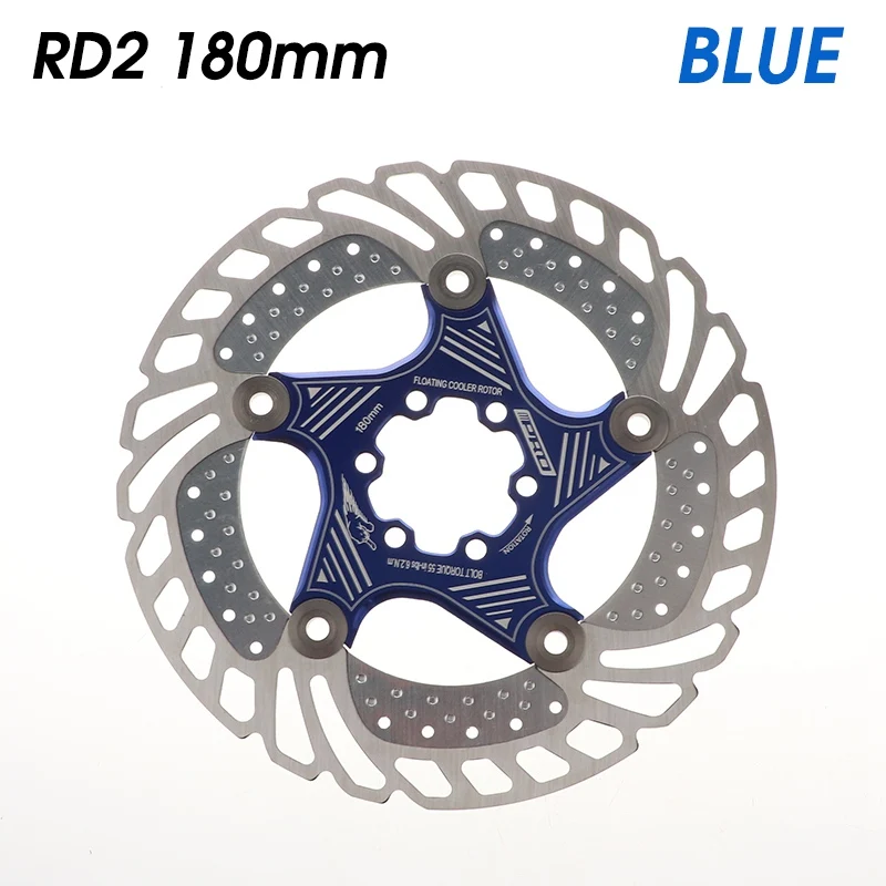 Уникальная велосипедная рама дисковый тормоз MTB тормозной поплавок вращающийся диск роторы 160 мм 180 мм тормоза дорожного велосипеда колодки поплавок роторы части велосипеда - Цвет: 180mm Blue