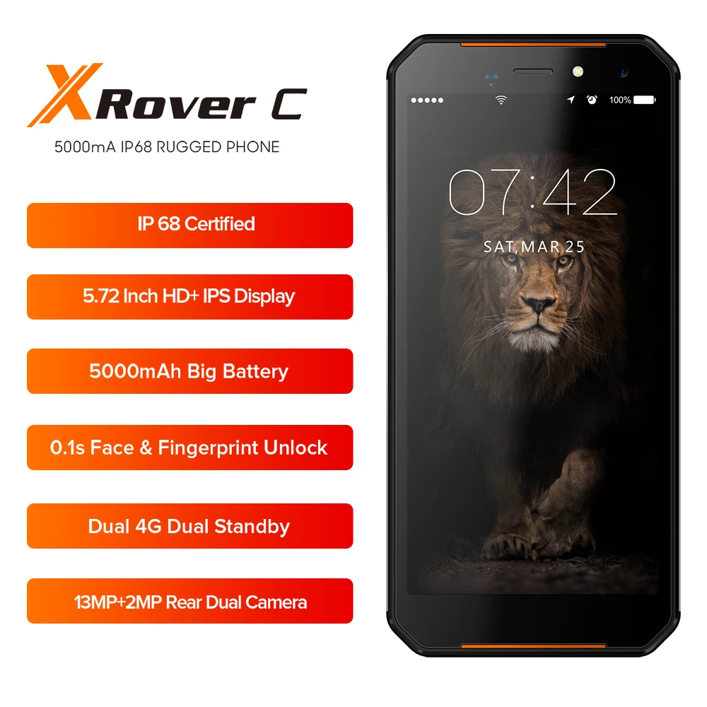 LEAGOO XRover C IP68 NFC Смартфон 5,7" ips 2 Гб ram 16 Гб rom 13 МП Двойная камера 5000 мАч разблокировка отпечаток лица 4G мобильный телефон