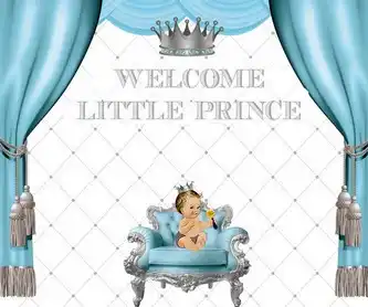 Custom Silver And Baby Blue Royal Little Prince Crown Curtains