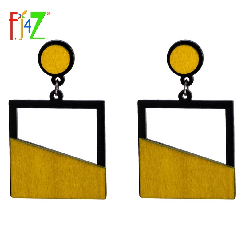 

F.J4Z Fashion Personality Geometric Square Dangle Earrings For Women Party Hot Unusual Style High Quality T-SHOW Jewelry