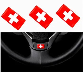 

150 Pieces Interior Switzerland Flags Car Steering Wheel Emblem Decoration Switzerland Flag Audio Knob Window Lift Car Styling