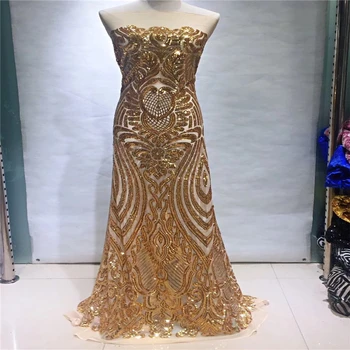 

VILLIEA Gold French Mesh Lace Fabric 2019 Hot Selling African Lace Fabric With Embroidery Tulle Sequins Lace Fabric For Wedding