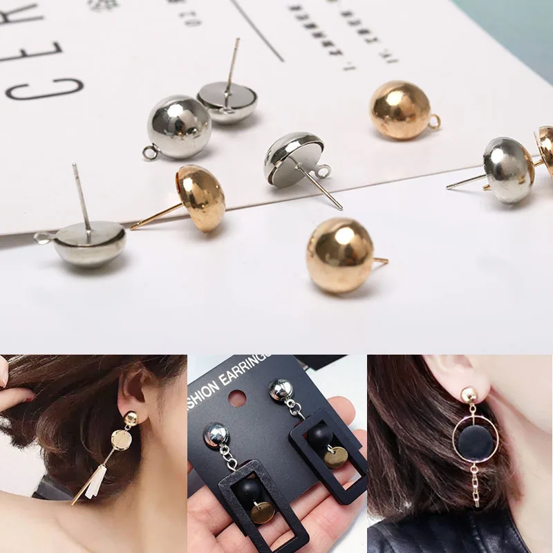 

5OPcs 4mm 5mm 6mmGold/KC gold /Rhodium Earring Post Pin Stud With Loop Earrings DIY Jewelry Making Findings Accessory HK086
