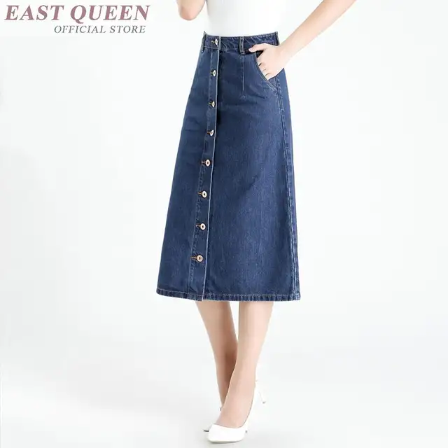 HOT Skirt And Denim Midi Skirt Queen Size Plus Size Jean Skirts