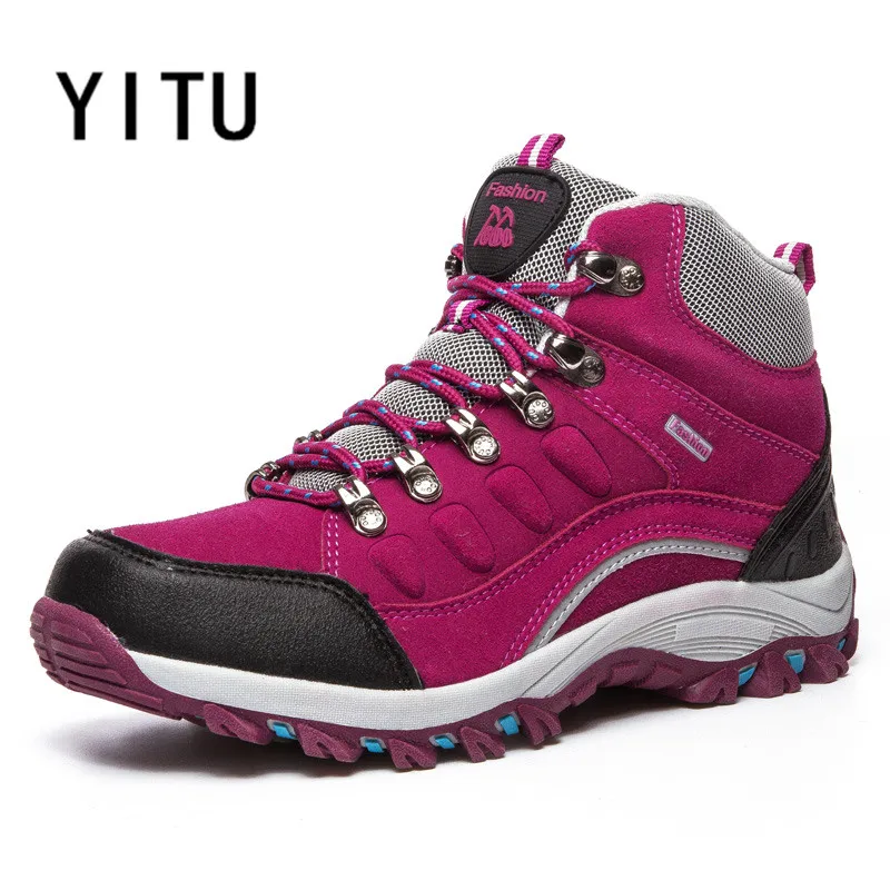

YITU Outventure Women Hiking Sneakers Climbing High Top Trekking Hunting Shoes Light Breathable Leather Tactical Shoes Anti-skid