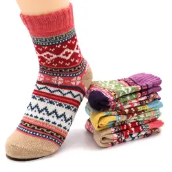 1 пара Рождественские теплые носки для зимы для Для женщин толстые женские шерстяные носки милые Для женщин носки женские носки Sokken