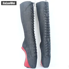 Jialuowei/женские ботинки пикантные модные вечерние сапоги до колена на высоком каблуке 7 дюймов с острым носком и перекрестной шнуровкой на молнии для ночного клуба