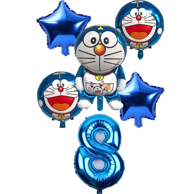 6 шт./компл. Doraemon 32 дюймов воздушные шары с номером музыкальная кошка Круглый гелиевый Свадебный шар Декор с днем рождения принадлежности для вечеринки воздушный шар
