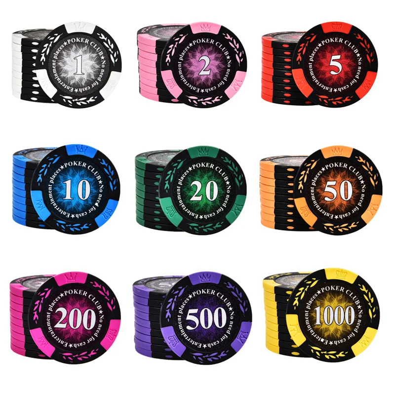 Fichas de Poker Holdem em Poker Lote Cores 14g Argila Ferro 40*40mm Crown Casino Fichas Texas Atacado Poker Club Chips 20 Pçs – 13
