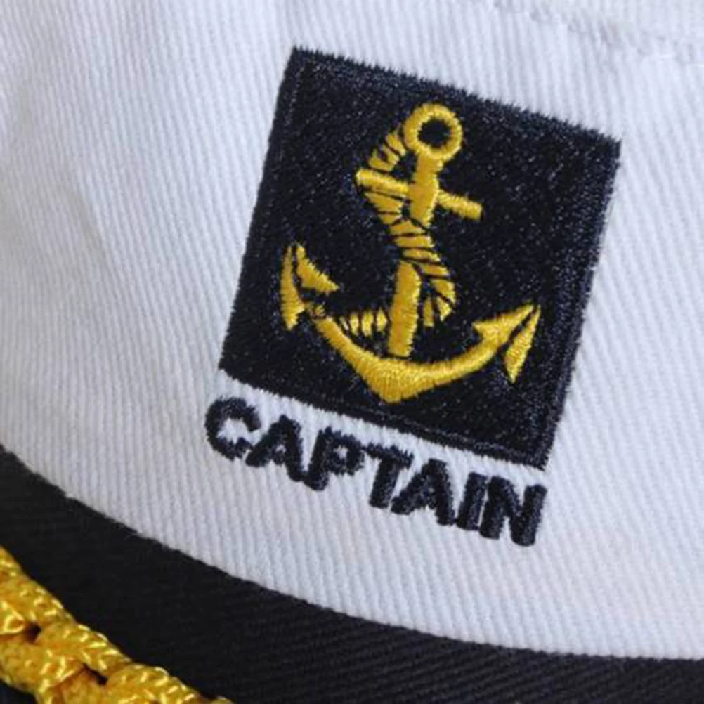 ADULTS SATIN CAPTAIN HAT SAILOR SEA FANCY DRESS ACCESSORY NAVAL OFFICER MARINE