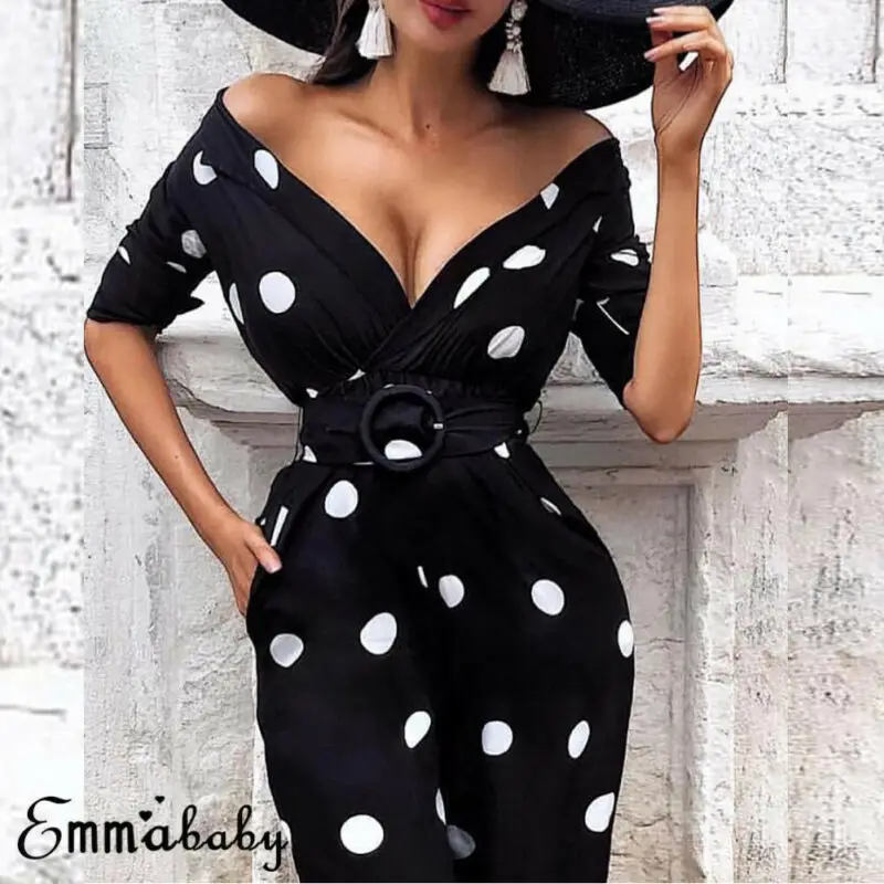 

Women Polka Dot Bardot Off Shoulder Prom Party Bodycon Dress