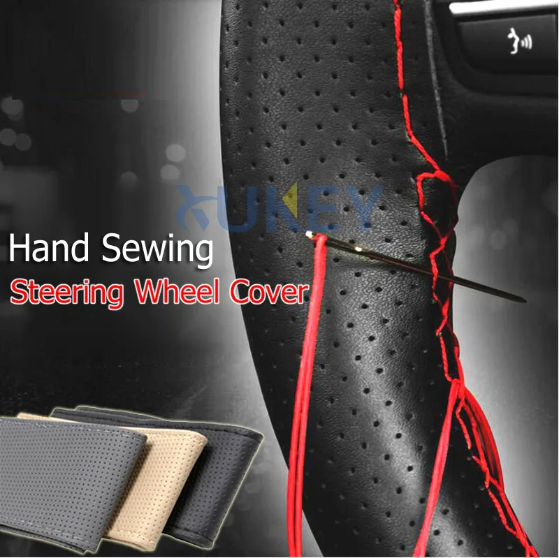 DIY Car Steering Wheel Cover Hand Sew Sewing PU Leather Braid Steering
