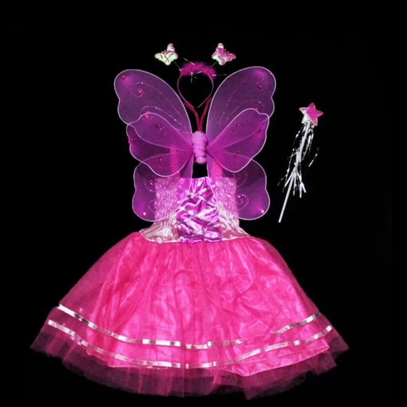 Детская повязка на голову с крыльями бабочки для девочек комплект из 4 предметов, Детский костюм феи, реквизит для выступлений, вечерние, рождественские