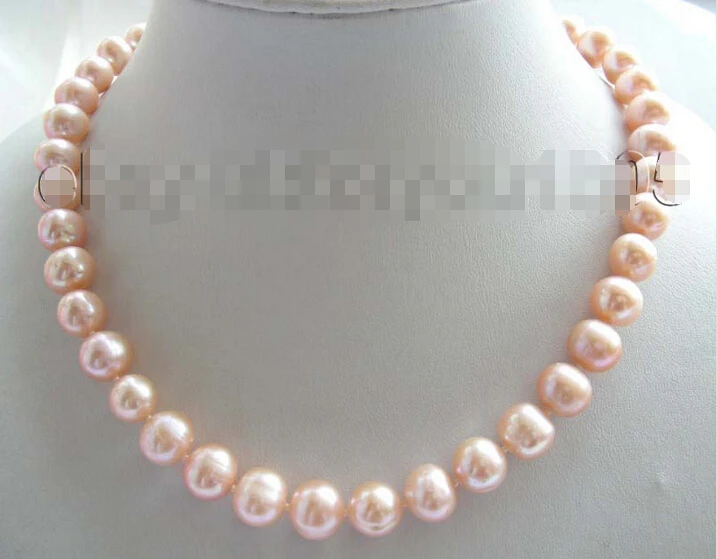 

17" Genuine Natural 11mm Round Pink Pearl Necklace! AAA
