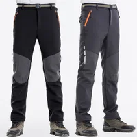 Reflective Mens Winter Hiking Pants Men Warm Fleece Softshell Camping Trousers Outdoor Sports Trekking Skiing Waterproof Pants 2