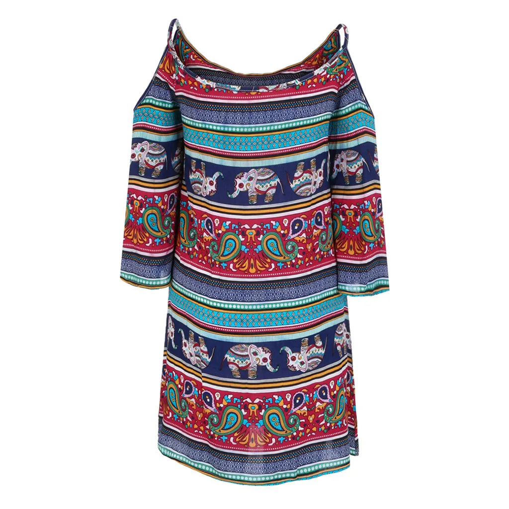 Модное женское платье размера плюс в полоску с открытыми плечами и рукавом три четверти, винтажное платье de verano para mujer