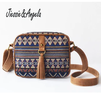 

Jiessie & Angela New National Women Bag Canvas Handbag Lady's Messenger Bag Fashion Cross body Shoulder Bags Bolosa