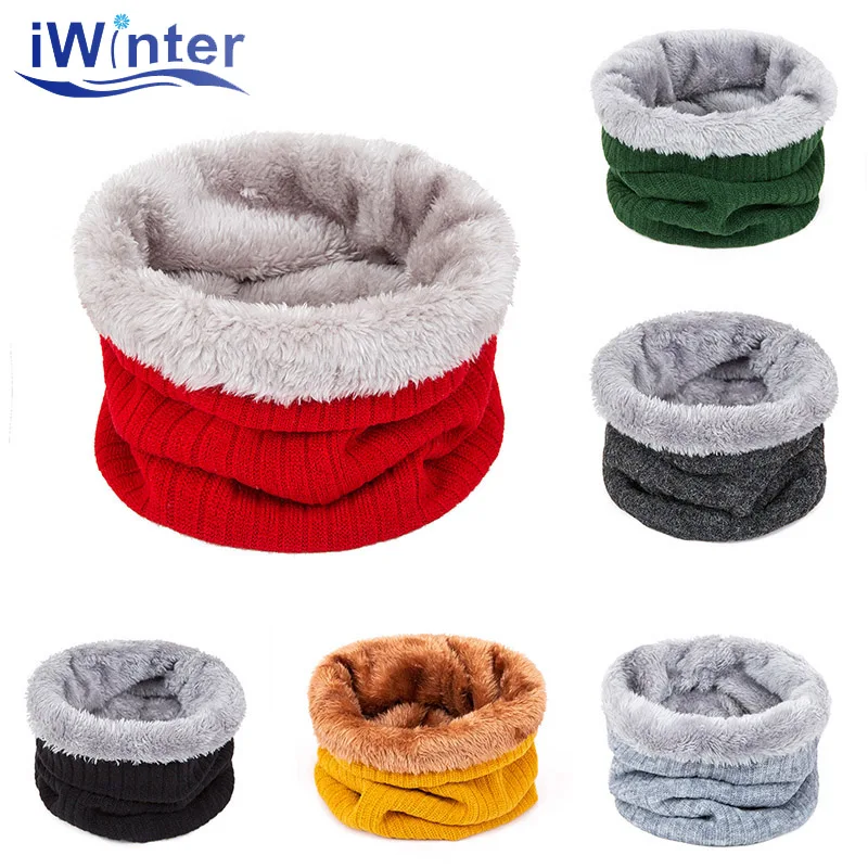 

IWINTER New Women Winter Warm Scarf Men Knitted Bib Cotton Ring Scarf Thick Comfortable Soft Knitting Scarves Boys Girls Unisex