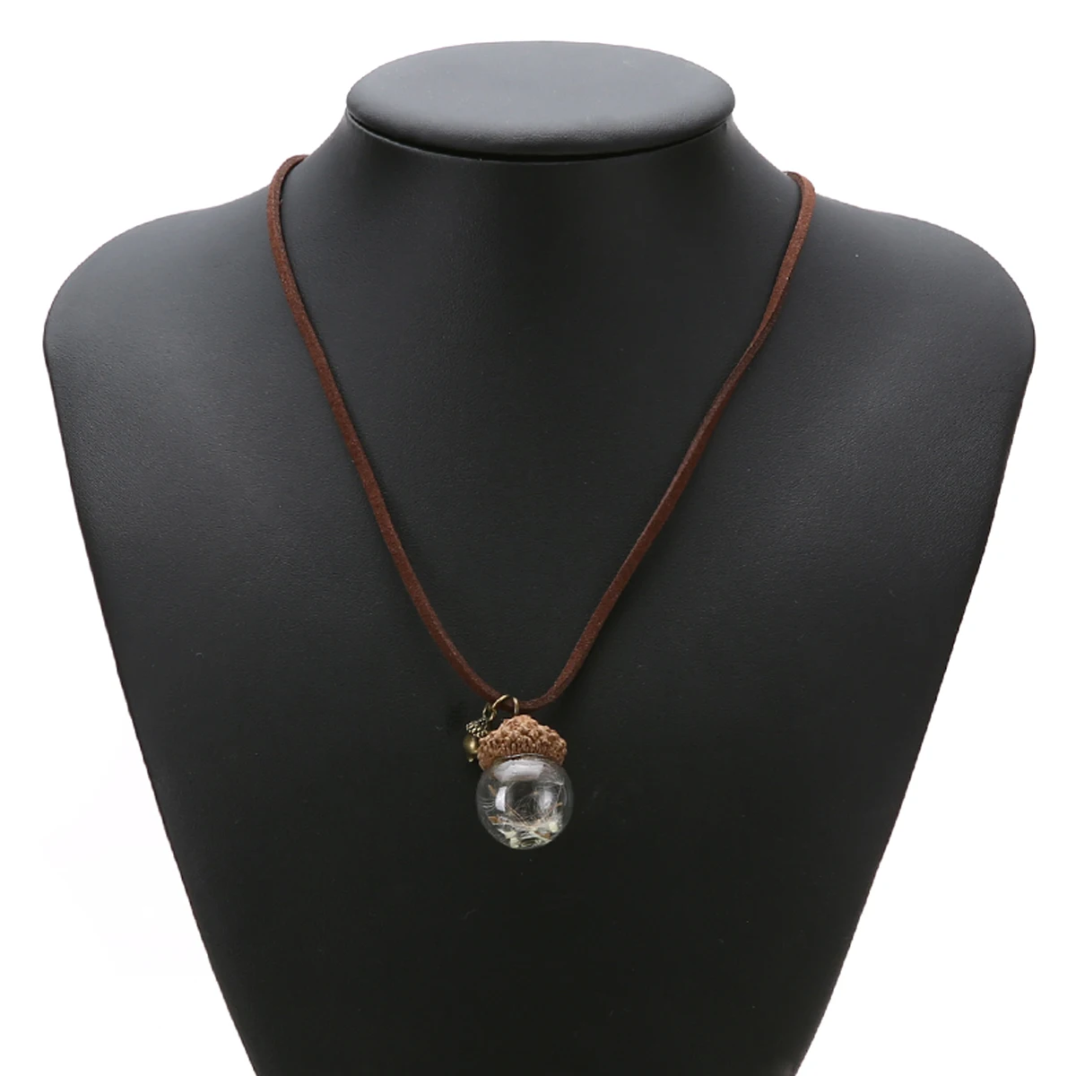 Модное ожерелье из хрустального стекла с шаром желудя, ожерелье с подвеской в виде цветка одуванчика, винтажное ювелирное изделие для женщин