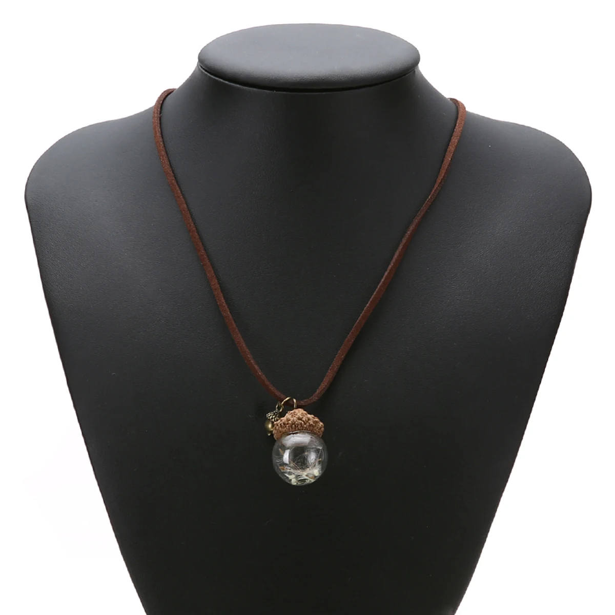 Fashion Crystal Glass Ball Acorn Necklace Shellhard Pinecone Dandelion Flower Pendant Necklace Vintage Jewelry Femme Bijoux