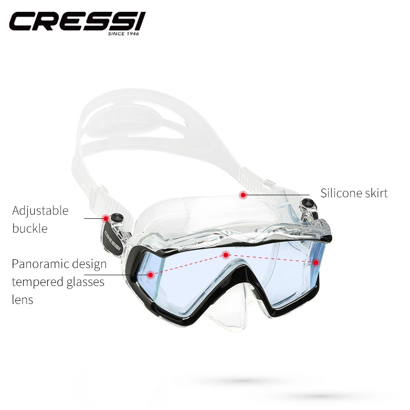 Набор для подводного плавания Cressi PANO3 + силиконовая юбка с тремя линзами