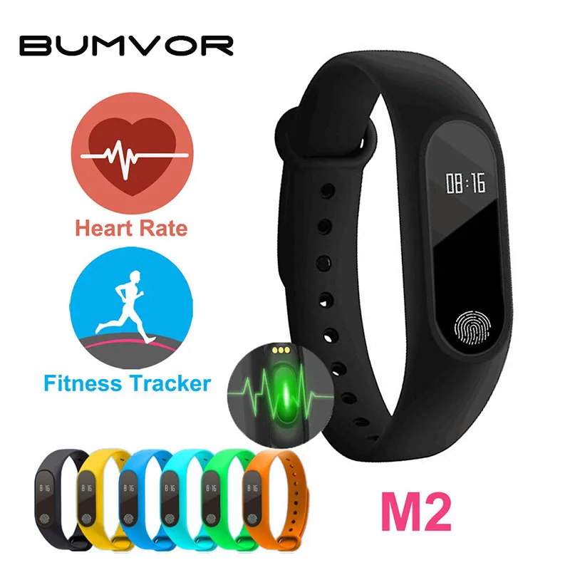

BUMVOR M2 Smart Bracelet Heart Rate+1pc Watchband Monitor Bluetooth Fitness Bracelet Tracker For Android IOS Smart Watch