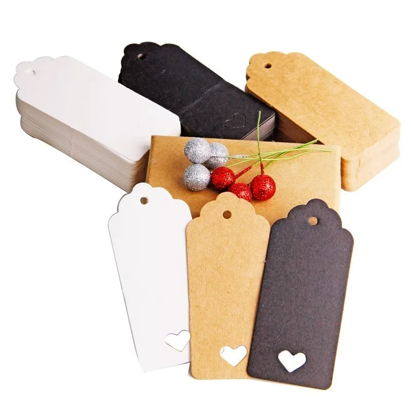 

50PCS DIY Kraft Paper Tag Hollow Love Labels Card Hang Tag Wedding Party Note Blank price Hang tag Kraft Gift Wrapping Supplies
