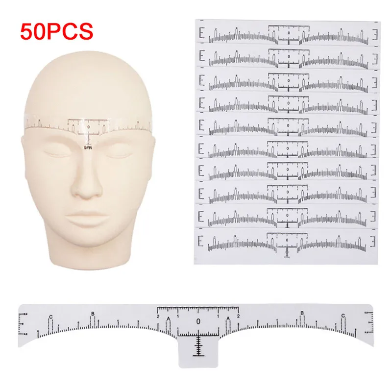 50 шт. трафарет для бровей многоразовый Полупостоянный макияж микроволокна измерительная линейка для татуировки инструменты трафареты для бровей