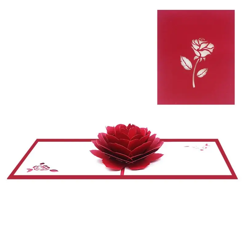 

Greeting Card 3D Rose Birthday Valentine's Day Anniversary Wedding Gifts Paper Carved Creative Cards For Girlfriend Wife