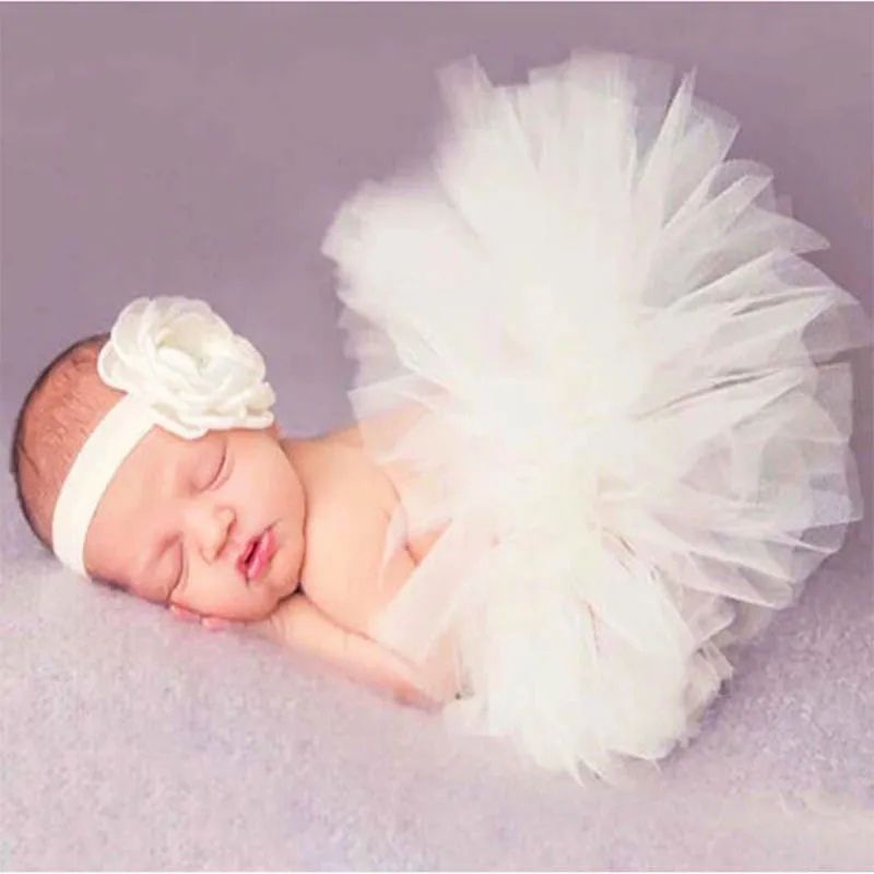 

2018 New Newborn Baby Girls Clothes Skirt Set Baby Photography Props Tutu Skirt+Headband Set Clothing 88