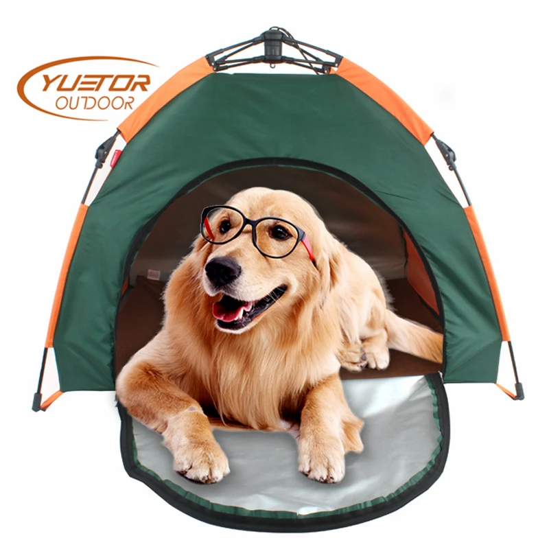 

YUETOR OUTDOOR Semi Automatic Pet Tent Dog kennel Folding Fabric polyester cloth plus coating camping fence Rainproof Sunscreen