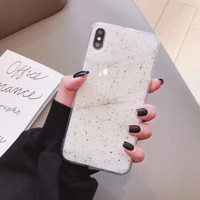 Ourpho Марпл узор телефон чехол для iPhone 6 6s 7 8 плюс эпоксидной Золотой Фольга флэш X XR