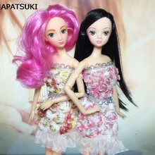 Flowers Off Shoulder Dress for Barbie Doll House Vestidos Evening Dresses for 1 6 BJD Doll