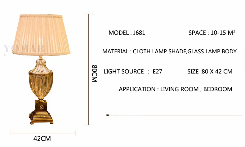 Современная Хрустальная настольная лампа для спальни, тканевый абажур, украшение для гостиной, абажур, настольная лампа для спальни, Lamparas De Mesa